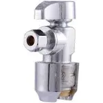 Sharkbite 1/2-in Push-to-Connect x 1/4-in Compression Brass Quarter Turn Stop Angle Valve Stainless Steel | UR23336Z