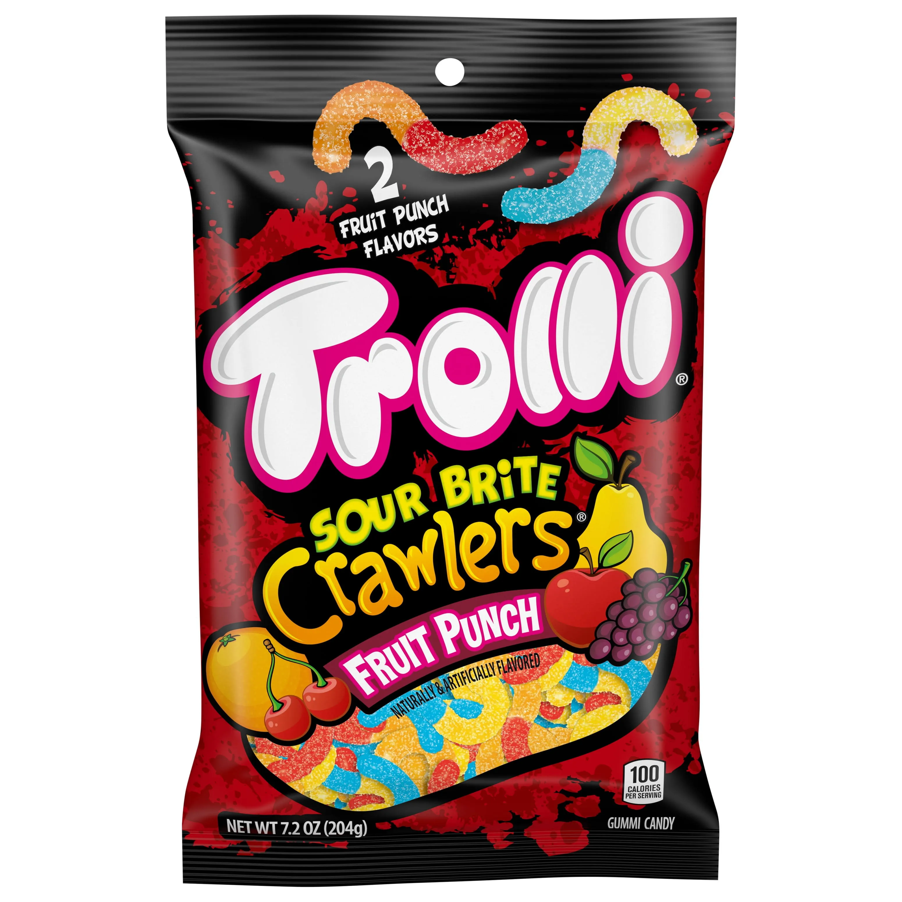 Trolli Sour Brite Gummi Candy, Crawlers, Fruit Punch - 7.2 oz