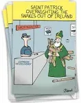 Pack of 3 Hysterical St. Patrick&#39;s Day Greeting Cards with Envelopes (1 Design, 3 Each) Overnighting The Snakes