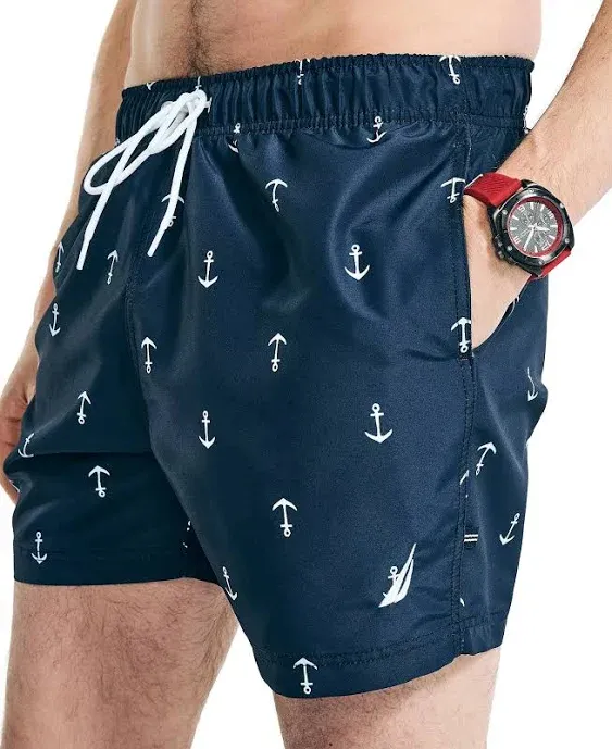 "Men's Quick Dry Anchor Print 5 Swim Trunks"