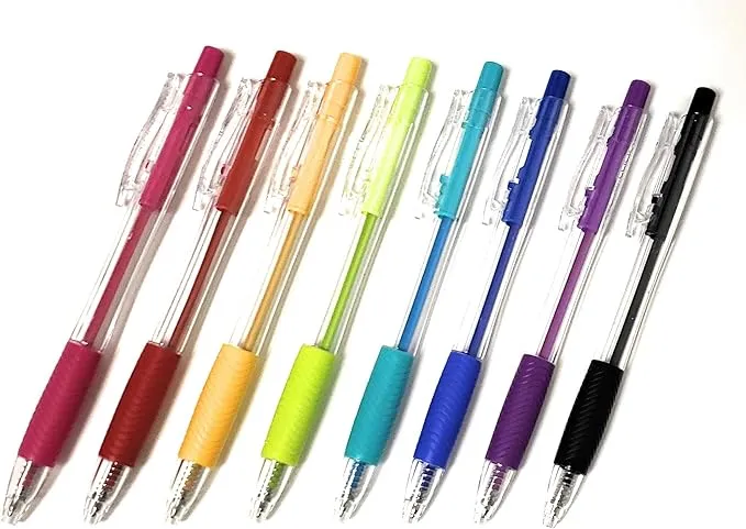 Inc 8 counts per pack Clipclick Pens Ball Point Assorted Color Pens