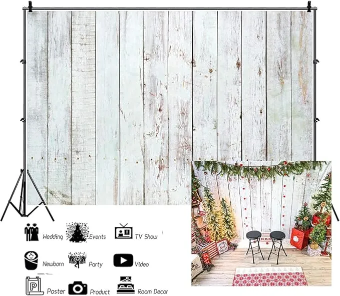 7x5ft Wood Backdrops for Photography Retro Grunge White Wood Texture Background Abstract Portrait Wooden Photo Studio Props for Photography Photo Backdrop