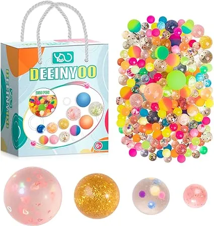  250PCS Bouncy Balls Small Bounce Balls with Gift Box, Multiple Sizes 250 Mixed