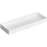 Rectangular Plastic Desk Organizer, Half Accessory Tray, White