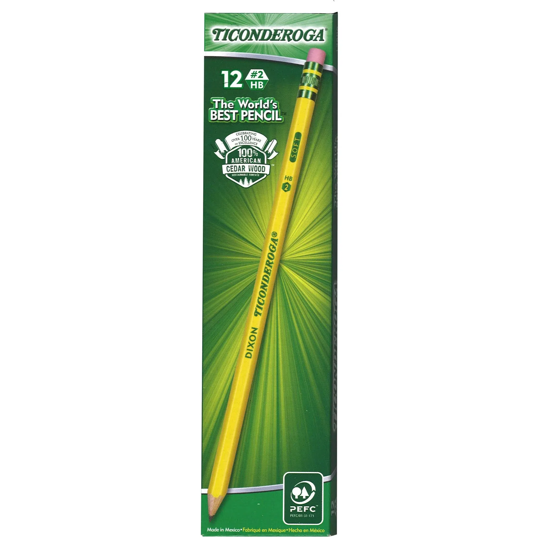 Ticonderoga Pre-Sharpened Pencil, HB, #2, Yellow, Dozen