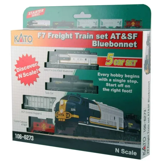 N Kato F7 Freight Train Set AT&SF Bluebonnet 1066273