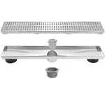 Neodrain 18Inch Linear Shower Drain with Removable Quadrato Pattern Grate Profes