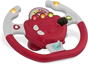 Battat – Geared to Steer Interactive Driving Wheel – Portable Pretend Play Toy Steering Wheel for Kids 2 years +, Red (BT2525Z)