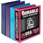 Samsill Durable View Ring Binders 3 D-Ring Assorted Color 4 Pack (MP46469)