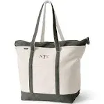 Lands' End Natural Zip Top Canvas Tote Bag, Size: Large