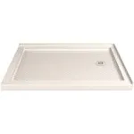 DreamLine Slimline 36"D x 48"W x 2 3/4"H Right Drain Double Threshold Shower Base, Biscuit