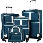 Coolife Luggage 4 Piece Set Suitcase Expandable TSA Lock Spinner Softshell, Navy