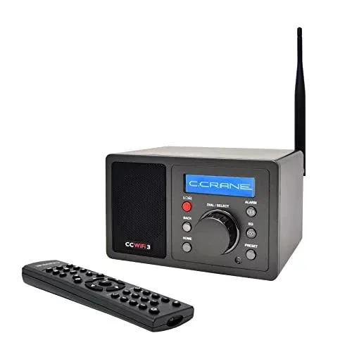 C Crane CC WiFi 3 Internet Radio With Skytune, Bluetooth Receiver, Clock And Alarm With Remote Control, Access To Thousands Of Radio Stations