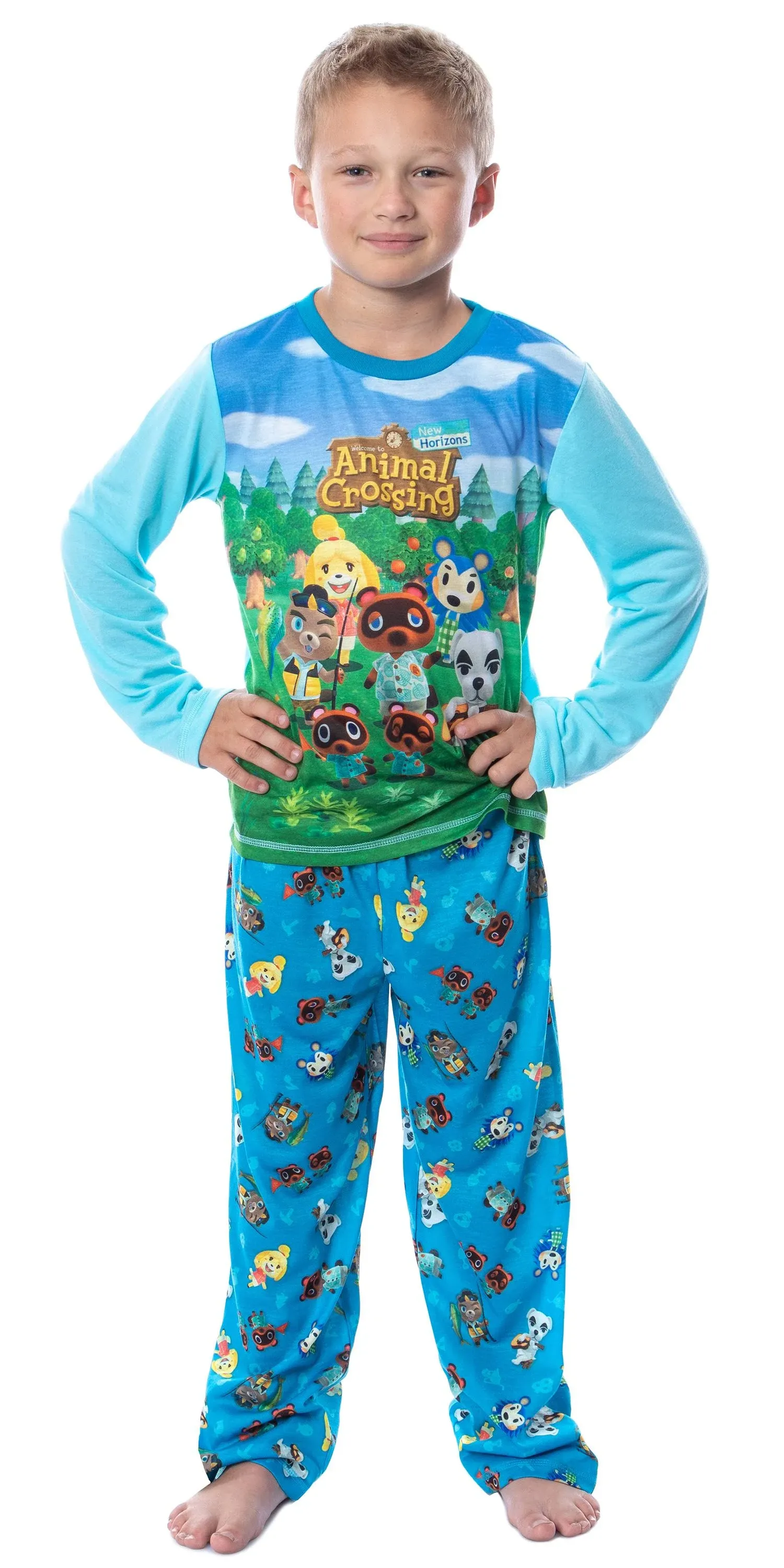 Animal Crossing Boys' Pajama, Long Sleeve 2 Piece Sleep Set, 4/5