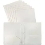 Better Office Products White Plastic 2 Pocket Folders with Prongs, 24 Pack, Heavyweight, Letter Size Poly Folders with 3 Metal Prongs Fastener Clips