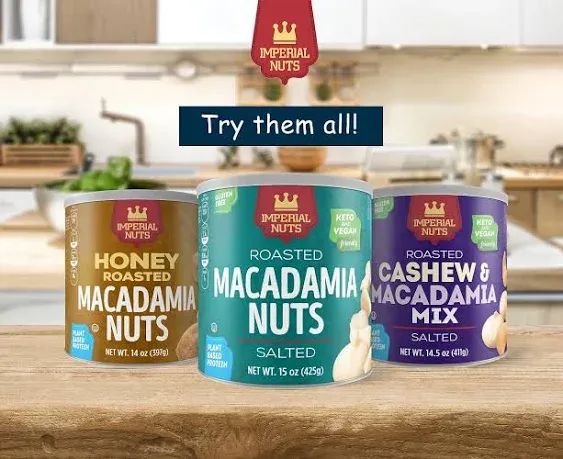 Imperial Nuts - Oil Roasted Macadamia Nuts | Gluten Free, Vegan and Keto Friendly Food | Plant Based Protein, Delicious Buttery Taste | Kosher (Oil Roasted Salted Macadamia)