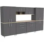 Inval Kratos 6 Piece Engineered Wood Garage Storage System in Dark Gray