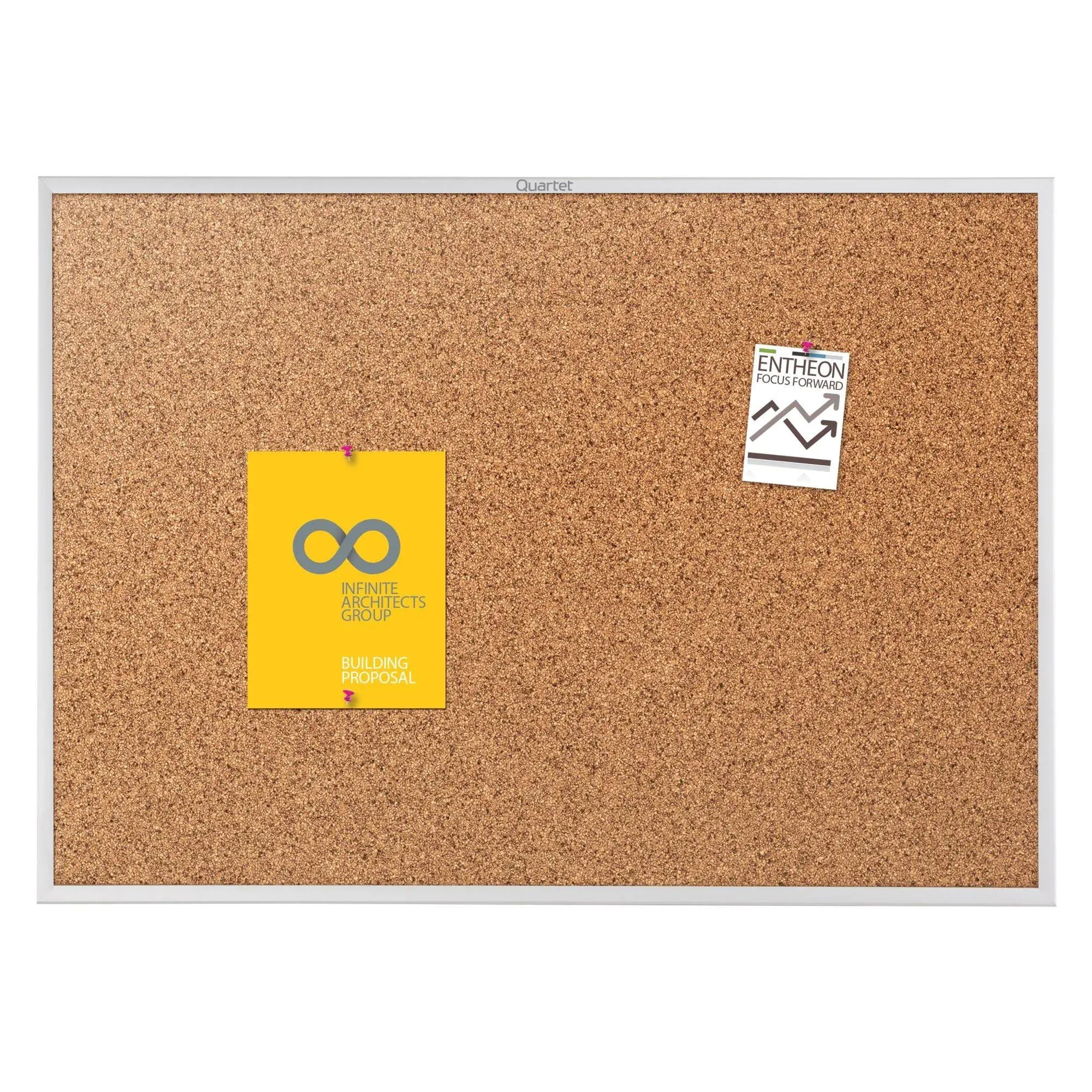 Classic Series Cork Bulletin Board, 60" x 36", Tan Surface, Anodized Aluminum Frame