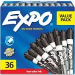 Low Odor Dry Erase Markers, Chisel Tip, Black, 36 Count