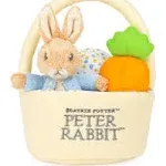 GUND Beatrix Potter Peter Rabbit Easter Basket Sensory Toy Playset, 4-Piece Plush Toy Playset for Ages 1 and Up, 8.5”