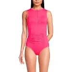 Lands' End Women's Chlorine Resistant High Neck Zip Front One Piece Swimsuit