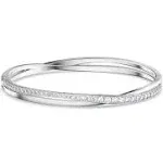 Swarovski Twist Bangle, White, Rhodium Plated, S