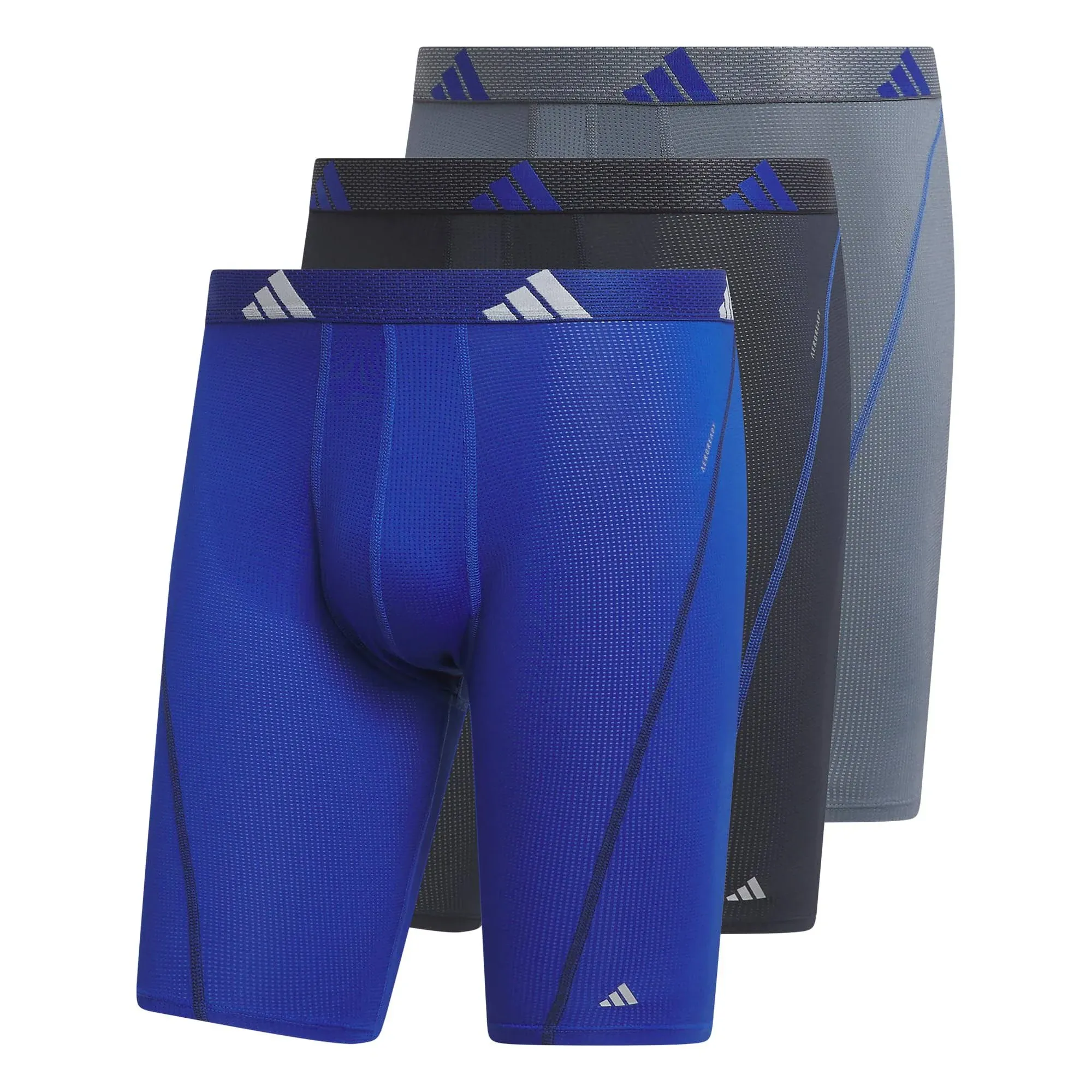 Adidas Men's Performance Mesh Long Boxer Briefs – 3 Pack, Medium, Team Royal/Ink/Onix