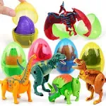 OCATO Easter Eggs Filled with Dinosaur Toys Jumbo Deformation Dinosaur Eggs Easter Egg Fillers Plastic Surprise Eggs Easter Basket Stuffers Easter