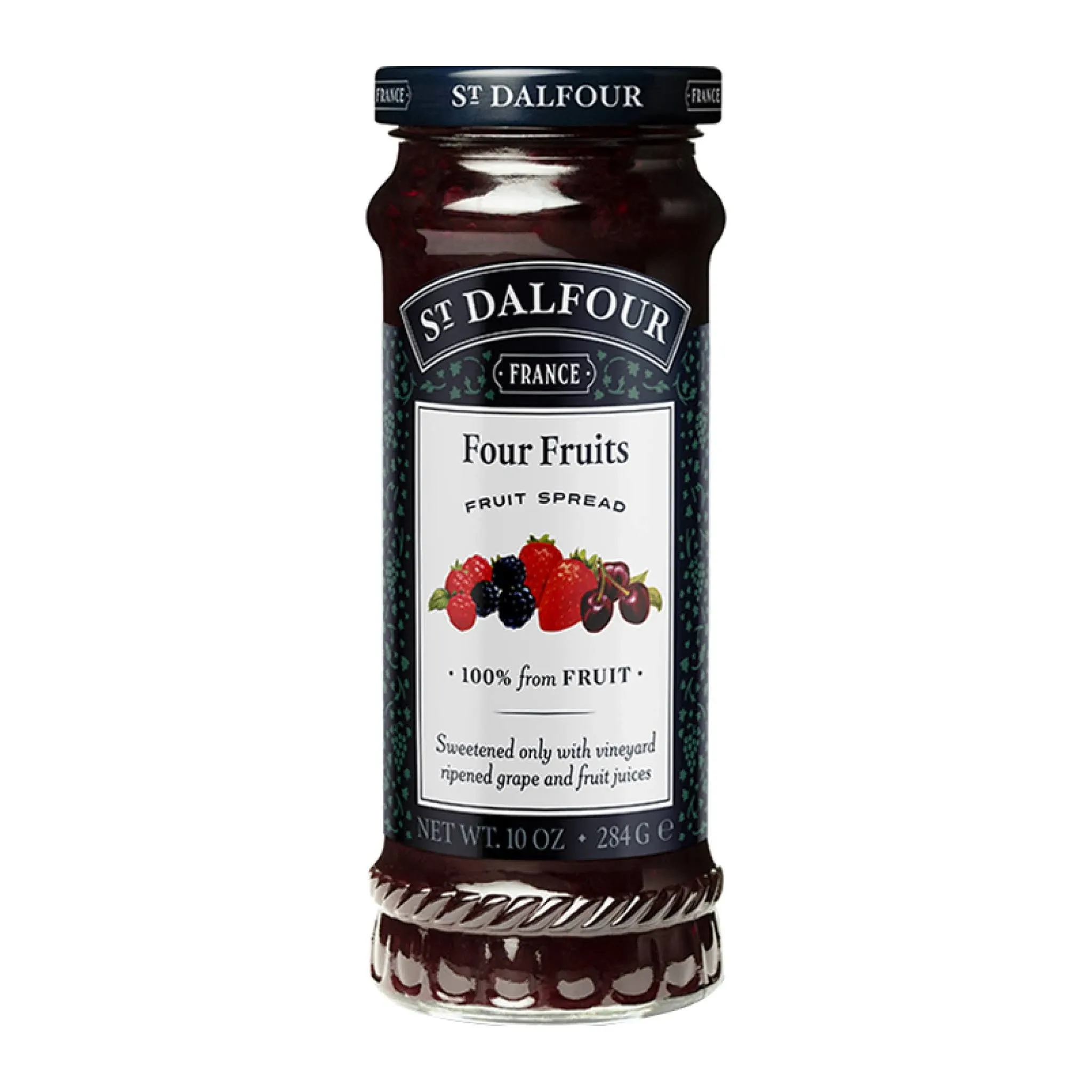 St. Dalfour Fruit Spread, Four Fruits - 10 oz