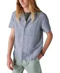 Lucky Brand Women's Men's Stripe Linen Short Sleeve Camp Collar Shirt