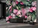 Cliouar-Wall Mural Wallpaper for Bedroom Living Room 3D Mural Monstera Tropical Plant Green Plant Banana Leaf Palm Leaf 103" x 69" (Not Self-Adhesive)