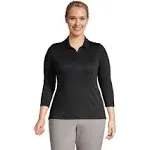 Lands' End Women's Petite 3/4 Sleeve Supima Cotton Polo Shirt - Large - Black