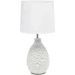 Simple Designs Textured Stucco Ceramic Oval Table Lamp