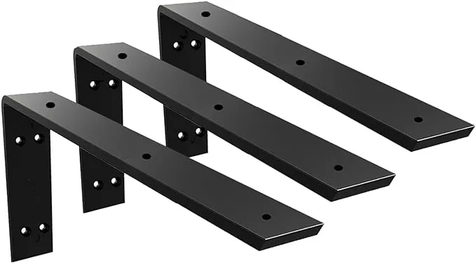 Walwe Countertop Support Bracket 20 inch 3 Pack Heavy Duty 3/8" Thick Black Granite Countertop Bracket 20"x8"x2.5" Shelf L Bracket Mantel Corbels for