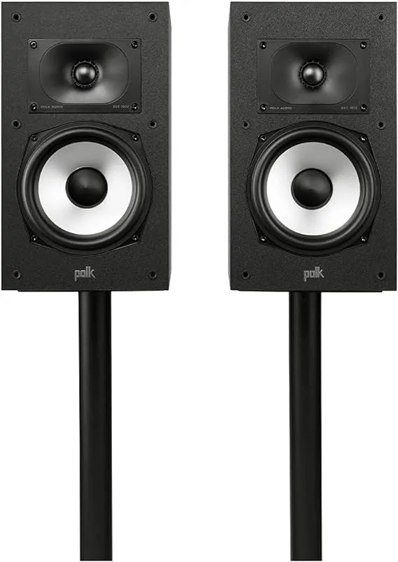 Polk Monitor XT20 Pair of Bookshelf or Surround Speakers - Hi-Res Audio Certified, Dolby Atmos & DTS:X Compatible, 1" Terylene Tweeter & 6.5" Dynamically Balanced Woofer (Pair, Midnight Black)