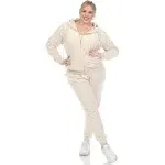 White Mark Plus Size 2 Piece Velour Tracksuit Set - 1x