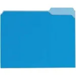 Universal® File Folders, 1/3 Cut One-Ply Top Tab, Letter, Blue/Light B