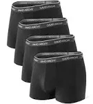 David ARCHY Trunks 4 Packs Ultra Soft Comfy Breathable Bamboo Rayon, Black / S