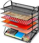 SimpleHouseware 6 Trays Desktop Document Letter Tray Organizer Black