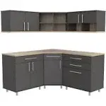 Inval Kratos 6-Piece Garage Cabinet Set in Dark Gray and Maple