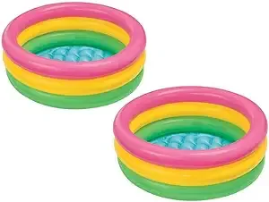 Intex 2.8ft x 10in Sunset Glow Inflatable Colorful Baby Swimming Pool (2 Pack)