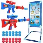 SpringFlower Shooting Game Toy for 5 6 7 8 9 10+ Years Olds Boys,2pk Foam Ball Popper Air Toy Guns with Standing Shooting Target,24 Foam Balls, Ideal Gift