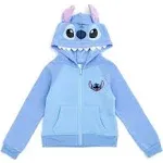 Disney Lilo & Stitch Little Girls French Terry Zip Up Cosplay Hoodie Blue 4