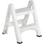 EZ Two Step Durable Folding Plastic Ladder Step Stool, White