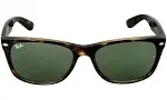 Ray-Ban New Wayfarer Classic Sunglasses RB2132 902L - Gloss Tortoise Frame - Green Classic G-15 Lenses - Size 52-18