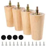 CtopoGo Wooden Solid Wood Round Furniture Legs Set of 4 Mid-Century Modern Sofa Replacement Parts Couch Bed Coffee Chair