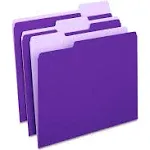 Myofficeinnovations Colored Top-Tab File Folders 3 Tab Purple Letter Size 100/Pack 535559