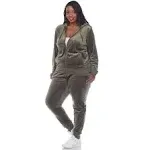 White Mark Plus Size 2 Piece Velour Tracksuit Set - Green - 2x