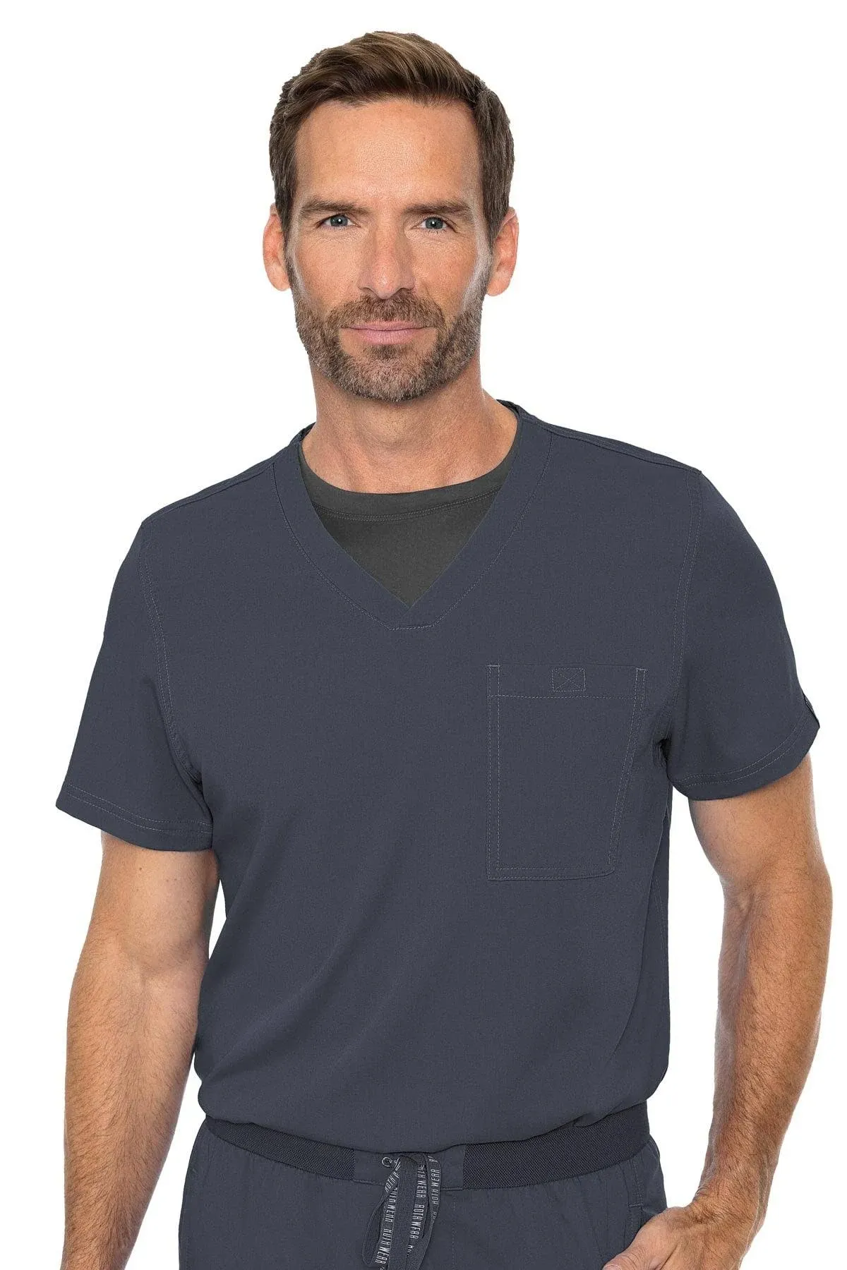 Rothwear by Med Couture Men's Cadence One Pocket Top-7478 (Pewter - Large)