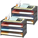 Samstar 2 Pack Paper Letter Tray, 3-Tier Desk File Organizer Select Color 